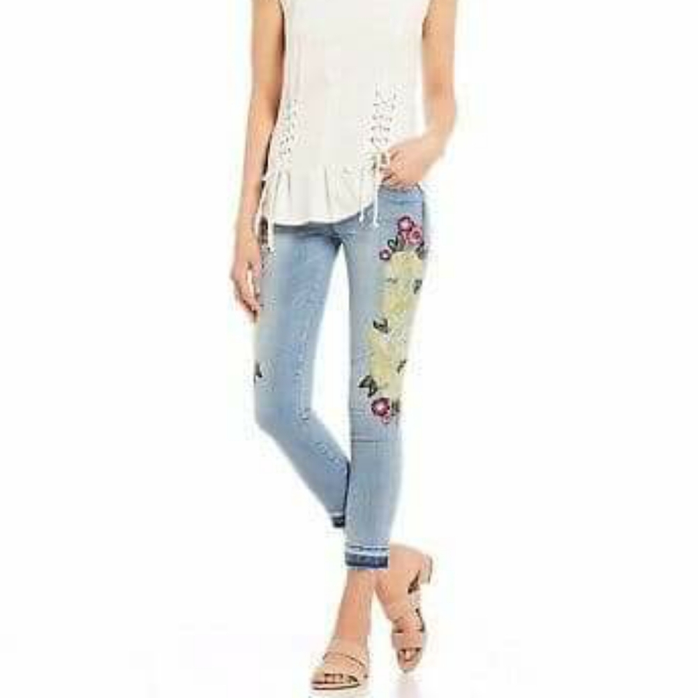 William Rast Floral embroidery skinny